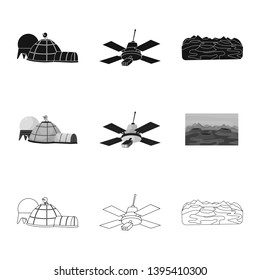 Isolated object of astronomy and technology  logo. Collection of astronomy and sky stock vector illustration.