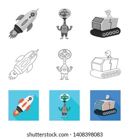 Isolated object of astronomy and technology  logo. Collection of astronomy and sky stock vector illustration.