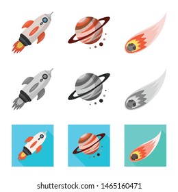 Isolated object of astronomy and technology logo. Set of astronomy and sky stock vector illustration.