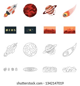 Isolated object of astronomy and technology  sign. Collection of astronomy and sky stock symbol for web.
