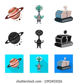 Isolated object of astronomy and technology  sign. Collection of astronomy and sky stock symbol for web.
