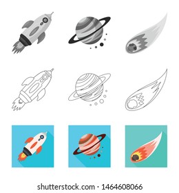 Isolated object of astronomy and technology sign. Set of astronomy and sky stock symbol for web.