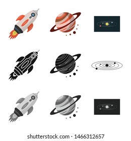 Isolated object of astronomy and technology sign. Collection of astronomy and sky vector icon for stock.