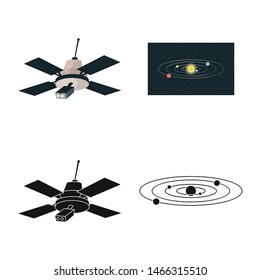 Isolated object of astronomy and technology sign. Collection of astronomy and sky stock vector illustration.