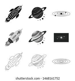 Isolated object of astronomy and technology sign. Set of astronomy and sky stock symbol for web.