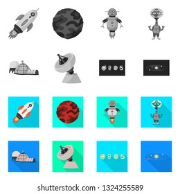Isolated object of astronomy and technology  symbol. Collection of astronomy and sky stock vector illustration.