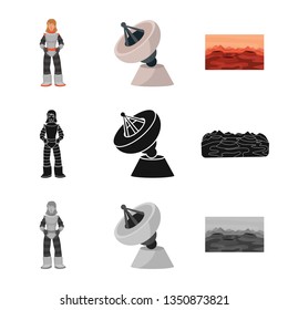 Isolated object of astronomy and technology  symbol. Collection of astronomy and sky stock symbol for web.