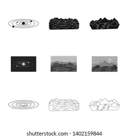 Isolated object of astronomy and technology  symbol. Set of astronomy and sky vector icon for stock.