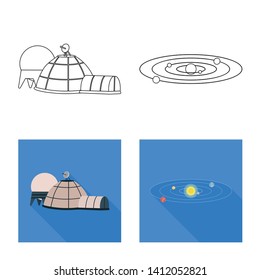 Isolated object of astronomy and technology  symbol. Set of astronomy and sky stock symbol for web.
