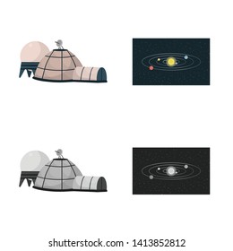 Isolated object of astronomy and technology  symbol. Collection of astronomy and sky stock vector illustration.