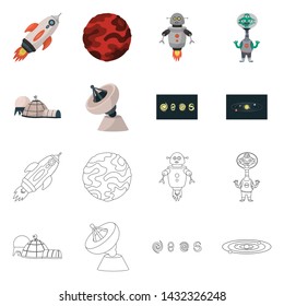 Isolated object of astronomy and technology symbol. Set of astronomy and sky vector icon for stock.
