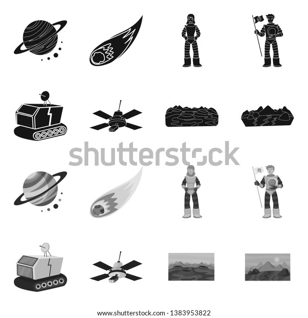 Isolated object of astronomy\
and technology  symbol. Set of astronomy and sky vector icon for\
stock.