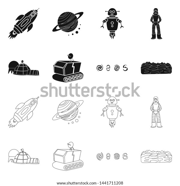 Isolated object of astronomy and
technology symbol. Set of astronomy and sky stock symbol for
web.