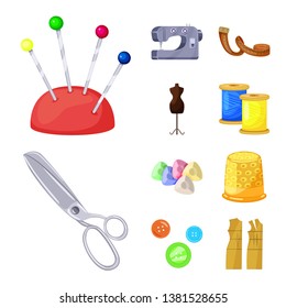 Isolated object of atelier and sewing sign. Collection of atelier and tailoring vector icon for stock.