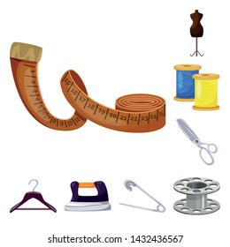 Isolated object of atelier and sewing sign. Collection of atelier and tailoring vector icon for stock.