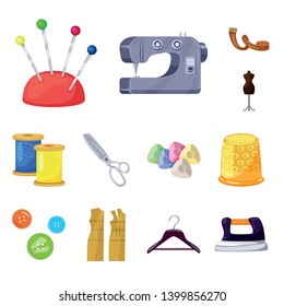 Isolated object of atelier and sewing symbol. Set of atelier and tailoring stock vector illustration.
