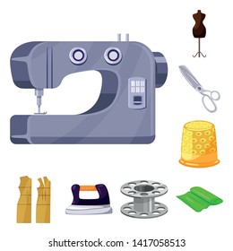 Isolated object of atelier and sewing symbol. Collection of atelier and tailoring stock symbol for web.