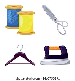 Isolated object of atelier and sewing symbol. Set of atelier and tailoring stock vector illustration.