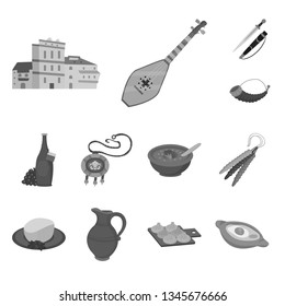 Isolated object of attributes and tourism icon. Set of attributes and national vector icon for stock.