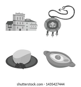 Isolated object of attributes and tourism icon. Set of attributes and national stock vector illustration.
