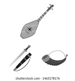 Isolated object of attributes and tourism icon. Set of attributes and national stock symbol for web.