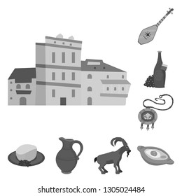 Isolated object of attributes and tourism logo. Set of attributes and national stock symbol for web.