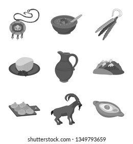 Isolated object of attributes and tourism sign. Set of attributes and national stock vector illustration.