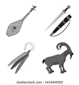 Isolated object of attributes and tourism sign. Set of attributes and national stock vector illustration.