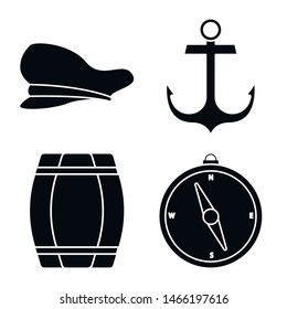 Isolated object of attributes and vintage logo. Collection of attributes and sea vector icon for stock.