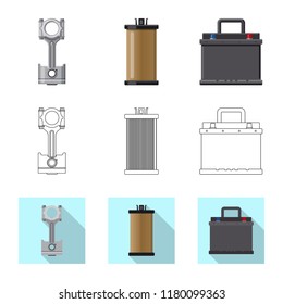 Isolated object of auto and part icon. Set of auto and car stock symbol for web.
