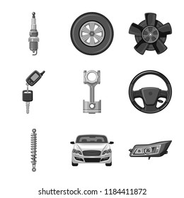 Isolated object of auto and part icon. Set of auto and car stock symbol for web.