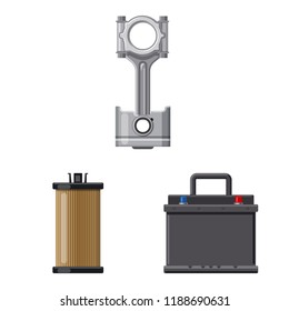 Isolated object of auto and part icon. Collection of auto and car stock symbol for web.
