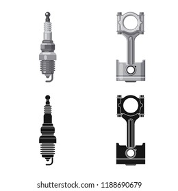 Isolated object of auto and part icon. Collection of auto and car vector icon for stock.
