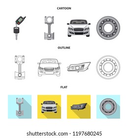 Isolated object of auto and part icon. Collection of auto and car stock symbol for web.