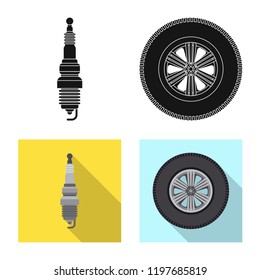 Isolated object of auto and part icon. Collection of auto and car vector icon for stock.