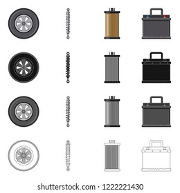 Isolated object of auto and part icon. Set of auto and car stock vector illustration.
