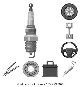 Isolated object of auto and part icon. Collection of auto and car stock symbol for web.