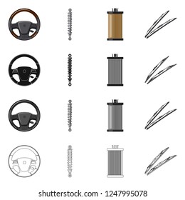 Isolated object of auto and part icon. Collection of auto and car stock symbol for web.