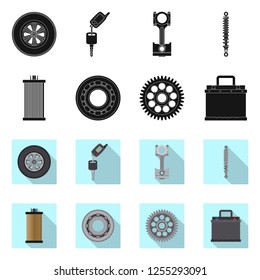 Isolated object of auto and part icon. Collection of auto and car stock vector illustration.