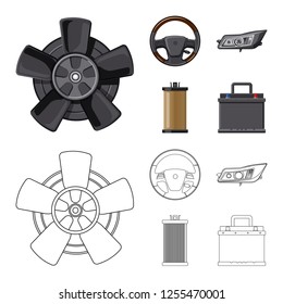 Isolated object of auto and part icon. Collection of auto and car stock vector illustration.