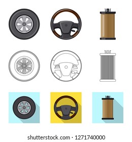 Isolated object of auto and part icon. Collection of auto and car stock vector illustration.