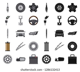 Isolated object of auto and part icon. Set of auto and car vector icon for stock.