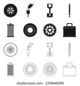Isolated object of auto and part icon. Collection of auto and car vector icon for stock.