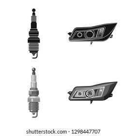 Isolated object of auto and part icon. Set of auto and car vector icon for stock.