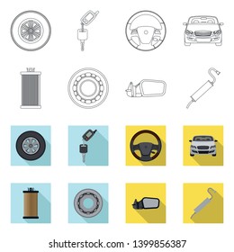 Isolated object of auto and part icon. Collection of auto and car stock symbol for web.