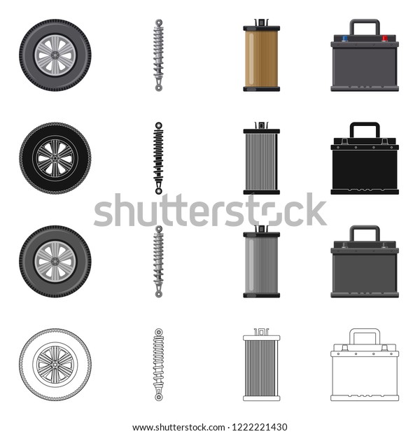 Isolated object of auto and part icon. Set
of auto and car stock vector
illustration.