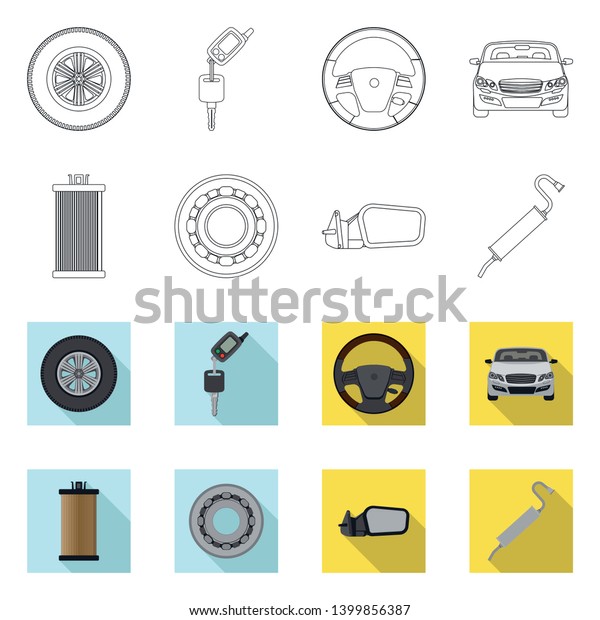Isolated object of auto and part icon.\
Collection of auto and car stock symbol for\
web.