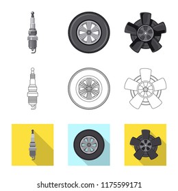 Isolated object of auto and part logo. Collection of auto and car vector icon for stock.