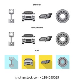 Isolated object of auto and part logo. Collection of auto and car stock symbol for web.