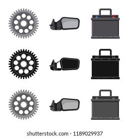 Isolated object of auto and part logo. Set of auto and car stock symbol for web.